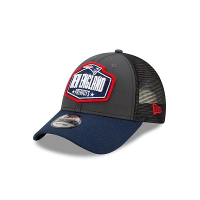 Grey New England Patriots Hat - New Era NFL NFL Draft 9FORTY Adjustable Caps USA1235689